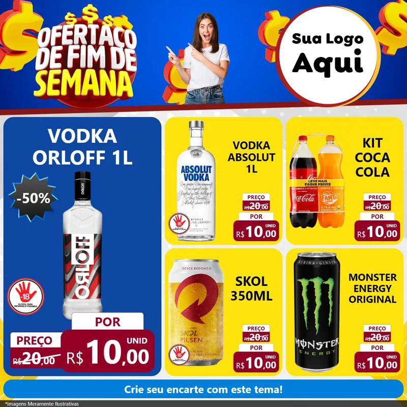 Modelo de Rede Social para Feed Facebook com o tema Ofertaço de Fim de Semana para Distribuidora de bebidas