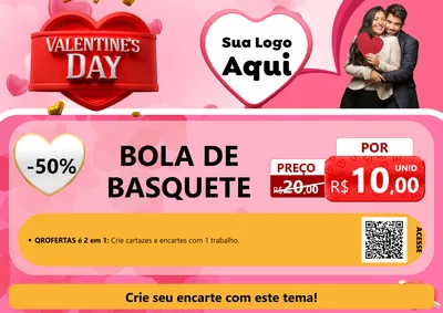 Modelo de Cartaz para Cartaz A4 Horizontal com o tema Valentine's Day para Artigos Esportivos