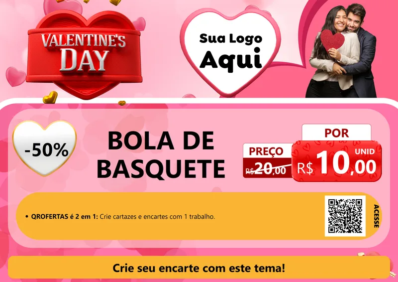 Modelo de Cartaz para Cartaz A4 Horizontal com o tema Valentine's Day para Artigos Esportivos