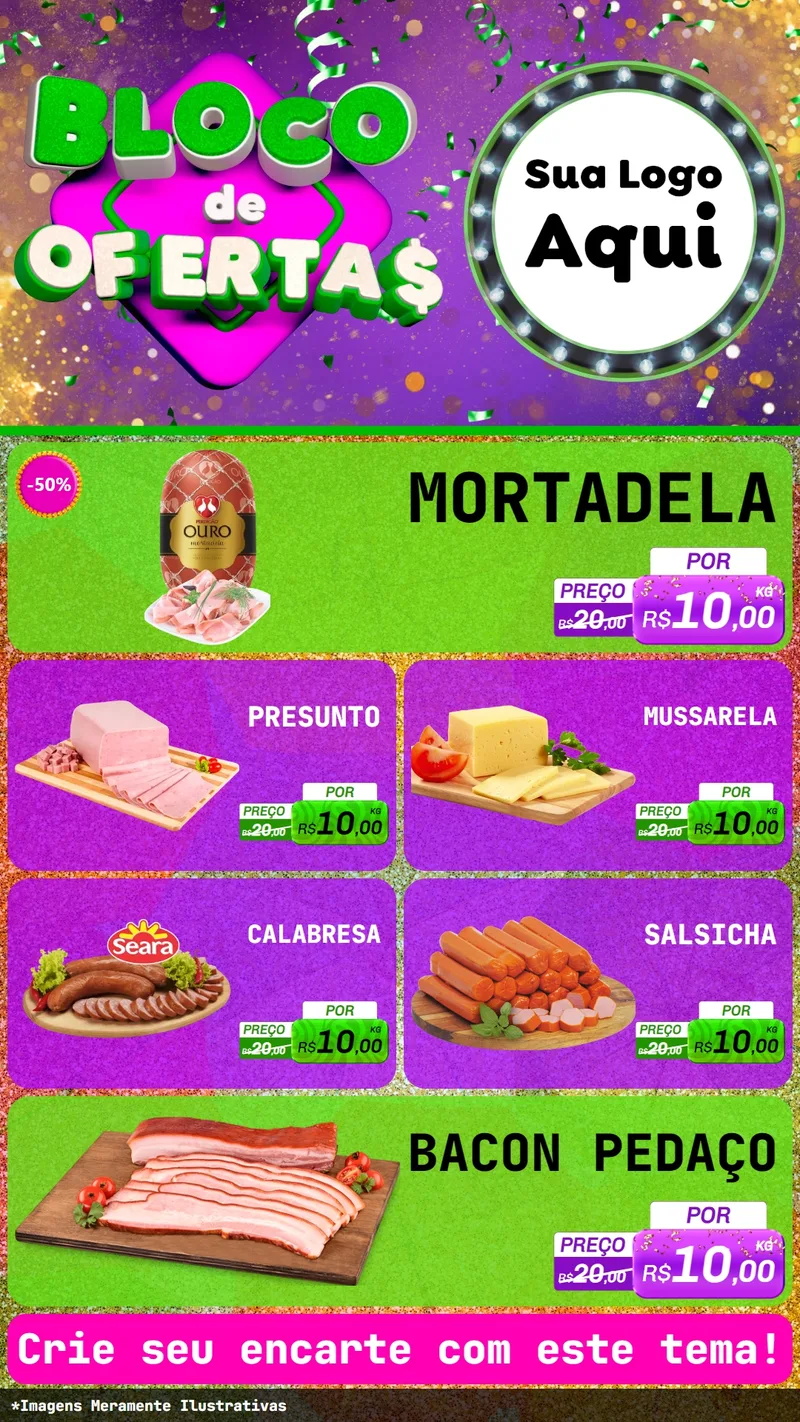 Modelo de TV para TV Vertical com o tema Bloco de Ofertas para Frios e Laticínios