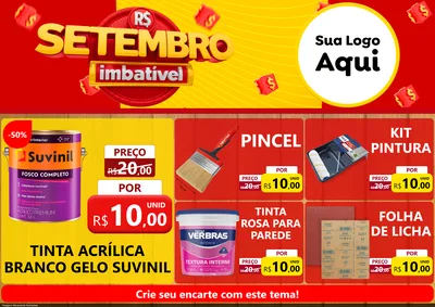 Modelo de Encarte para Encarte A4 Horizontal com o tema Setembro Imbatível para Tintas e Ferramentas