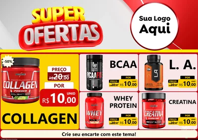 Modelo de Encarte para Encarte A4 Horizontal com o tema Super Ofertas para Suplementos alimentares