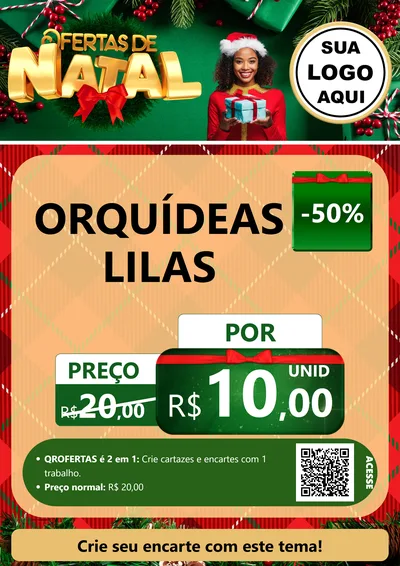 Modelo de Cartaz para Cartaz A4 Vertical com o tema Ofertas de Natal para Floricultura e jardim