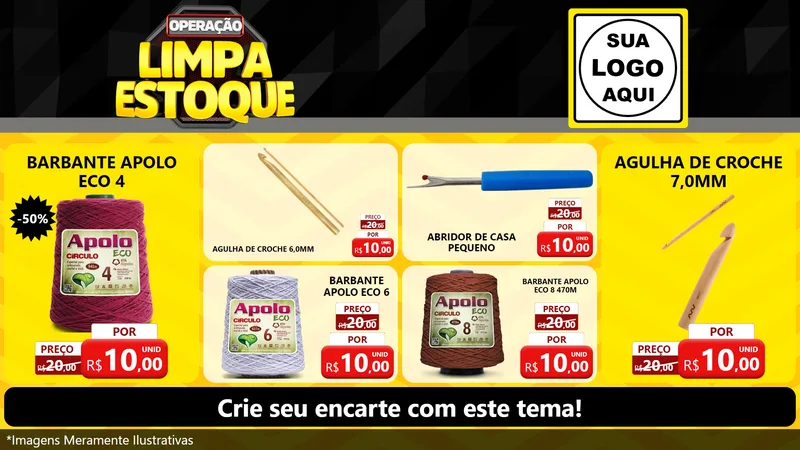 Modelo de TV para TV Horizontal com o tema Operação Limpa Estoque para Armarinho e Aviamentos