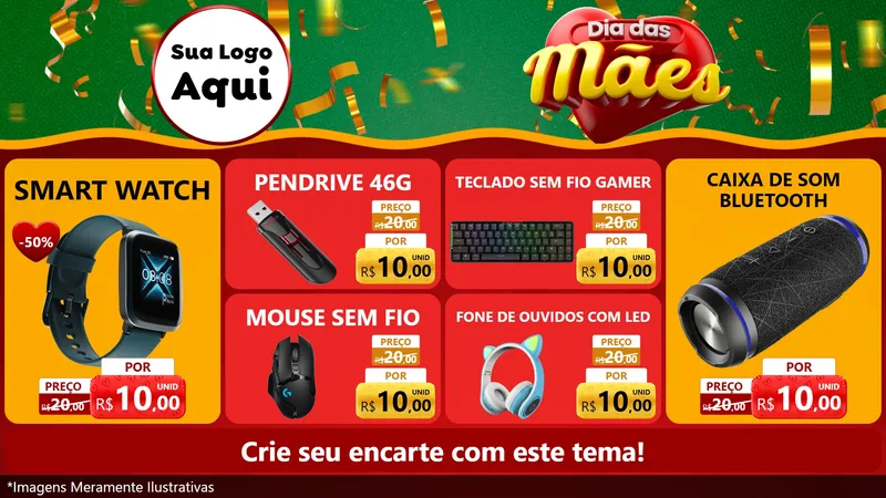 Modelo de TV para TV Horizontal com o tema Dia das Mães para Informática