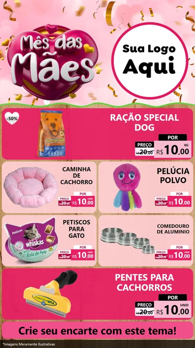 Modelo de TV para TV Vertical com o tema Mês das Mães para Pet Shop