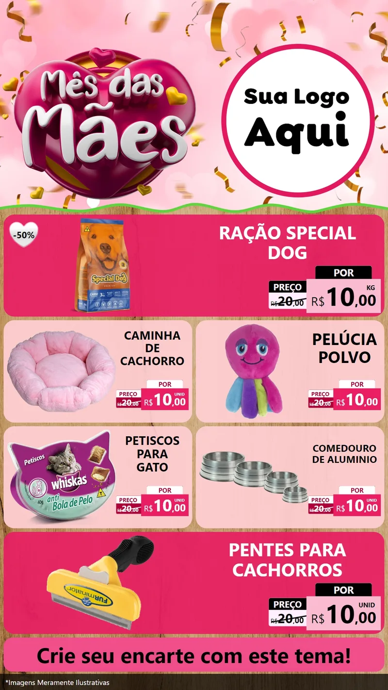 Modelo de TV para TV Vertical com o tema Mês das Mães para Pet Shop