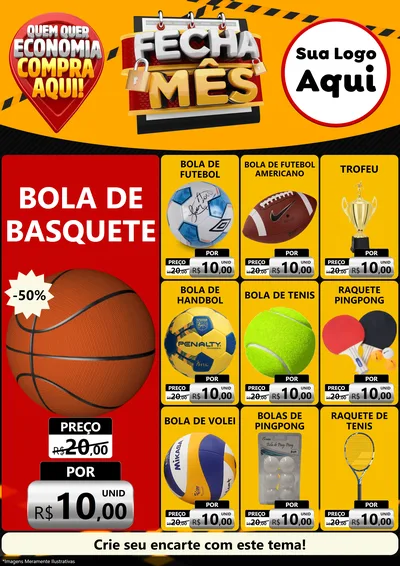 Modelo de Encarte para Encarte A4 Vertical com o tema Fecha Mês para Artigos Esportivos