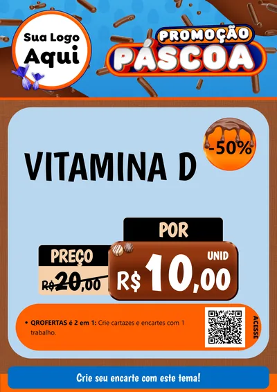 Modelo de Cartaz para Cartaz A4 Vertical com o tema Promoção Páscoa para Farmácia