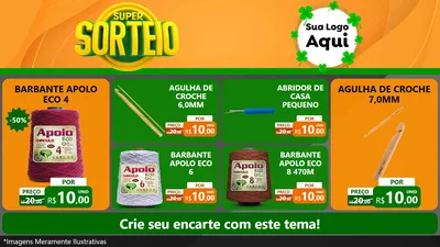 Modelo de TV para TV Horizontal com o tema Super Sorteio para Armarinho e Aviamentos