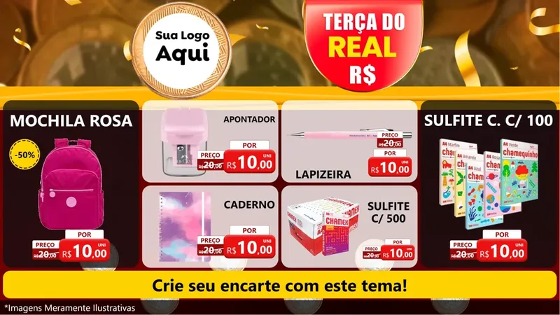 Modelo de TV para TV Horizontal com o tema Terça do Real para Papelaria