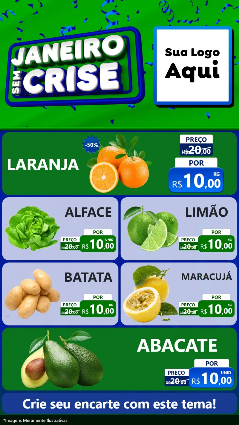Modelo de TV para TV Vertical com o tema Janeiro Sem Crise para Hortifrúti