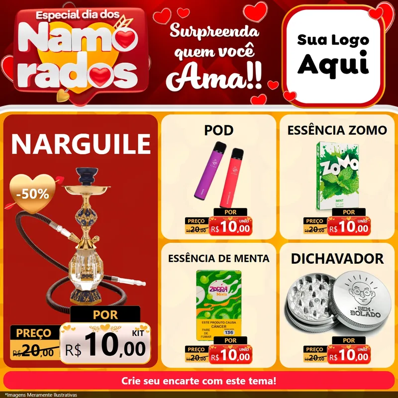 Modelo de Rede Social para Feed Facebook com o tema Especial Dia dos Namorados para Tabacaria