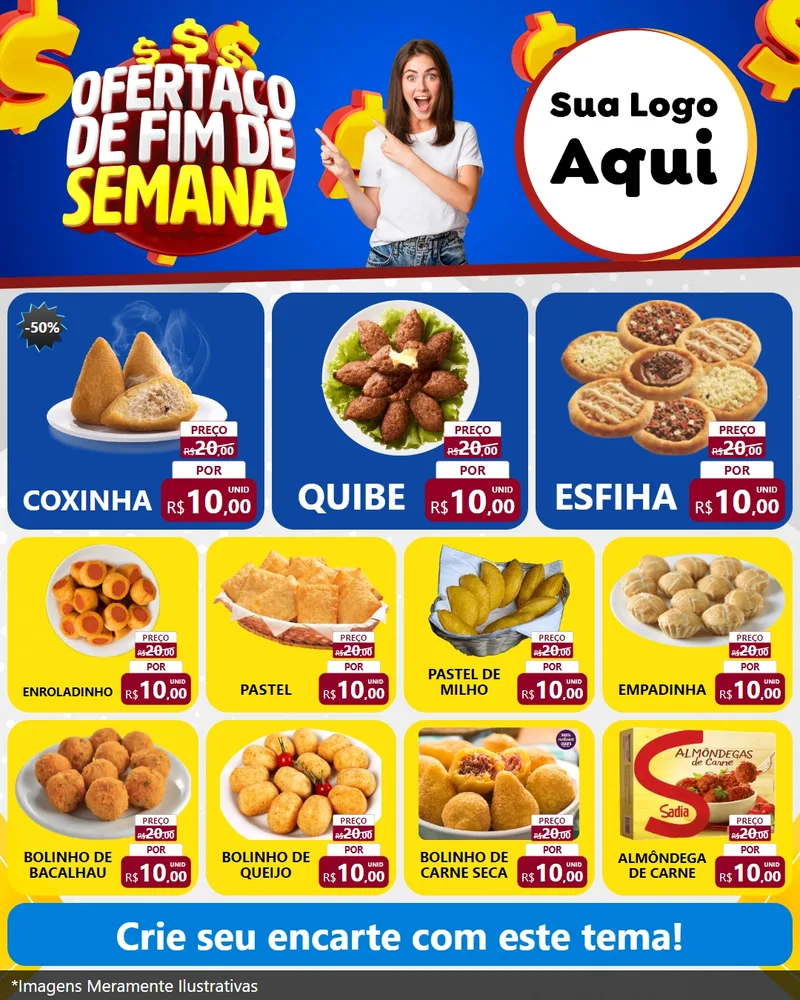 Modelo de Rede Social para Feed Instagram com o tema Ofertaço de Fim de Semana para Salgadaria