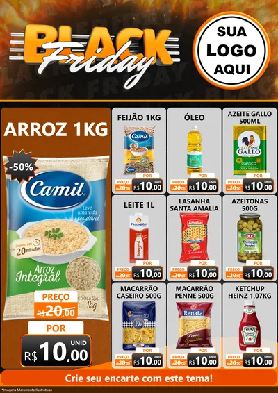 Modelo de Encarte para Encarte A4 Vertical com o tema Black Friday para Supermercado