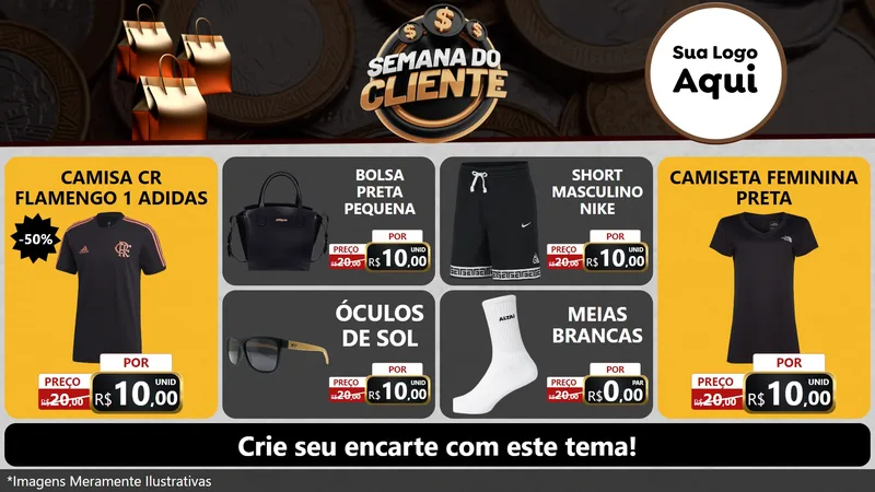 Modelo de TV para TV Horizontal com o tema Semana do Cliente para Roupas e acessórios