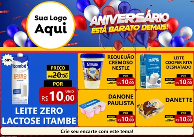 Modelo de Encarte para Encarte A4 Horizontal com o tema Aniversário para Frios e Laticínios