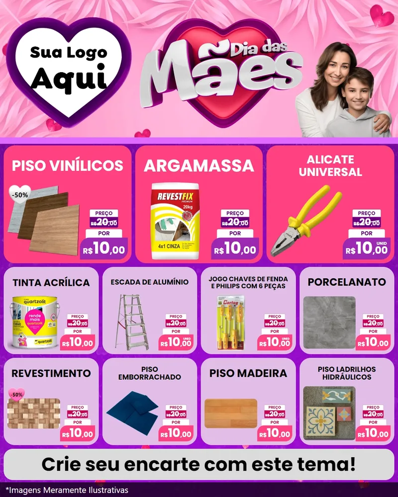 Modelo de Rede Social para Feed Instagram com o tema Dia das Mães para Material para Construção