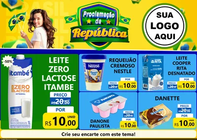 Modelo de Encarte para Encarte A4 Horizontal com o tema Proclamação da República para Frios e Laticínios