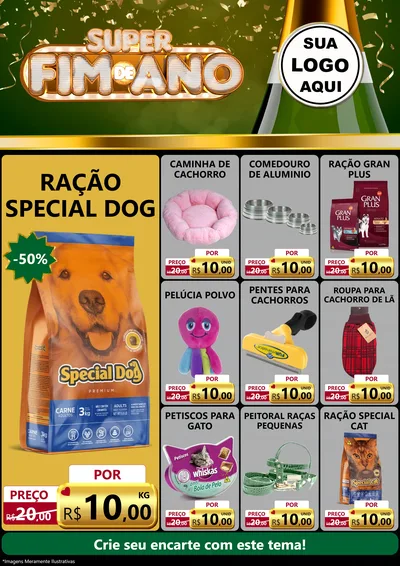 Modelo de Encarte para Encarte A4 Vertical com o tema Super Fim de Ano para Pet Shop
