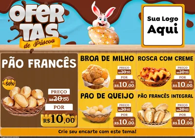 Modelo de Encarte para Encarte A4 Horizontal com o tema Ofertas de Páscoa para Padaria