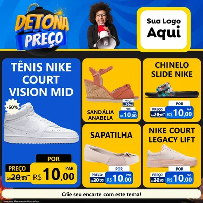 Modelo de Rede Social para Feed Facebook com o tema Detona Preços para Calçados