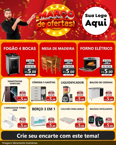 Modelo de Rede Social para Feed Instagram com o tema Março de Ofertas! para Móveis e Eletro