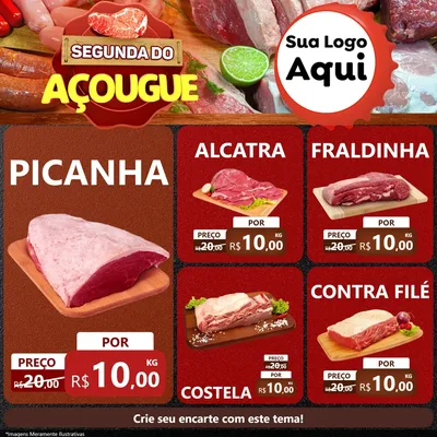Modelo de Rede Social para Feed Facebook com o tema Segunda do Açougue para Açougue