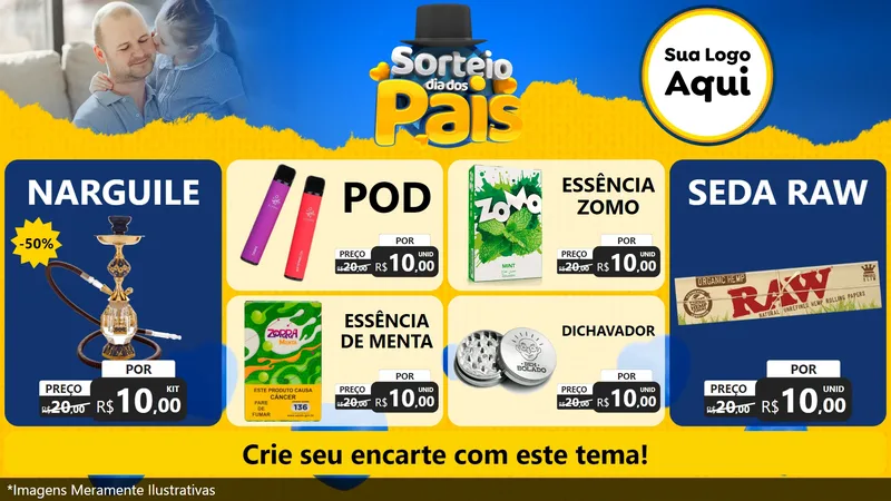 Modelo de TV para TV Horizontal com o tema Sorteio Dia Dos Pais para Tabacaria