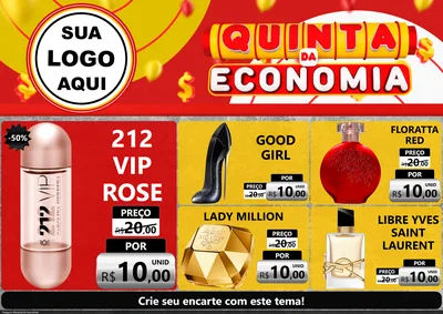Modelo de Encarte para Encarte A4 Horizontal com o tema Quinta da Economia para Perfumes