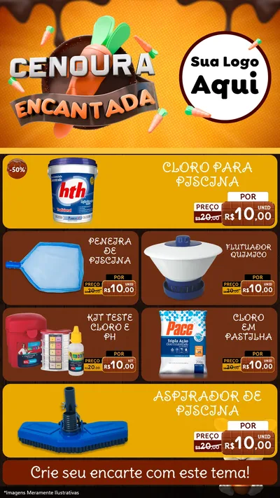 Modelo de TV para TV Vertical com o tema Cenoura Encantada - Páscoa para Produtos para Piscina