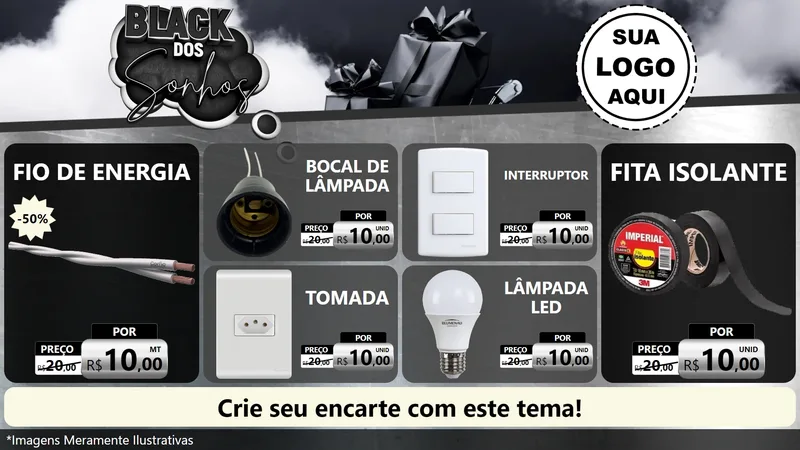 Modelo de TV para TV Horizontal com o tema Black dos Sonhos para Materiais Elétricos