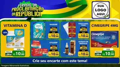 Modelo de TV para TV Horizontal com o tema Feriado da Proclamação da República para Farmácia