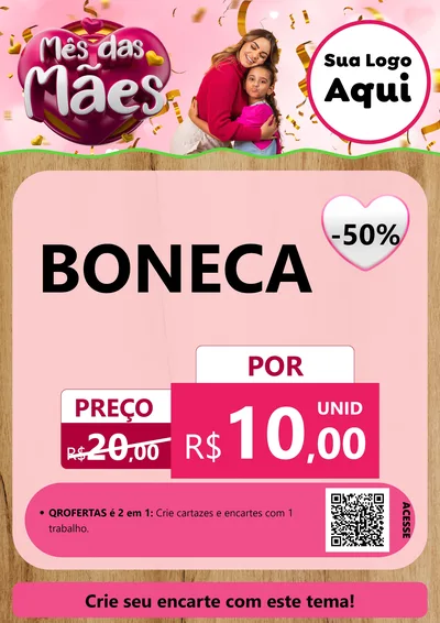 Modelo de Cartaz para Cartaz A4 Vertical com o tema Mês das Mães para Brinquedos