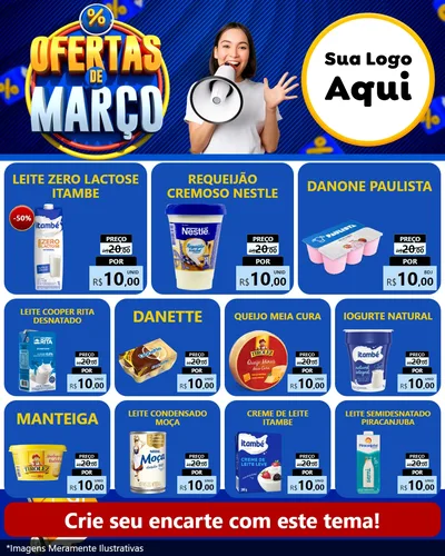 Modelo de Rede Social para Feed Instagram com o tema Ofertas de Março para Frios e Laticínios