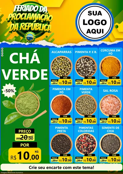 Modelo de Encarte para Encarte A4 Vertical com o tema Feriado da Proclamação da República para Produtos Naturais