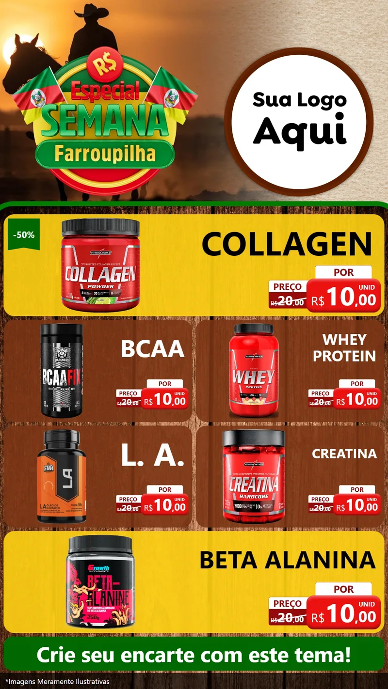 Modelo de TV para TV Vertical com o tema Especial Semana Farroupilha para Suplementos alimentares