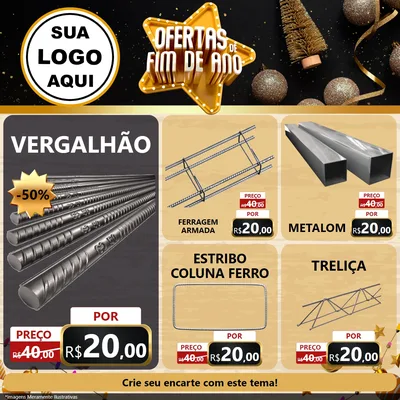 Modelo de Rede Social para Feed Facebook com o tema Ofertas de Fim de Ano para Ferragens