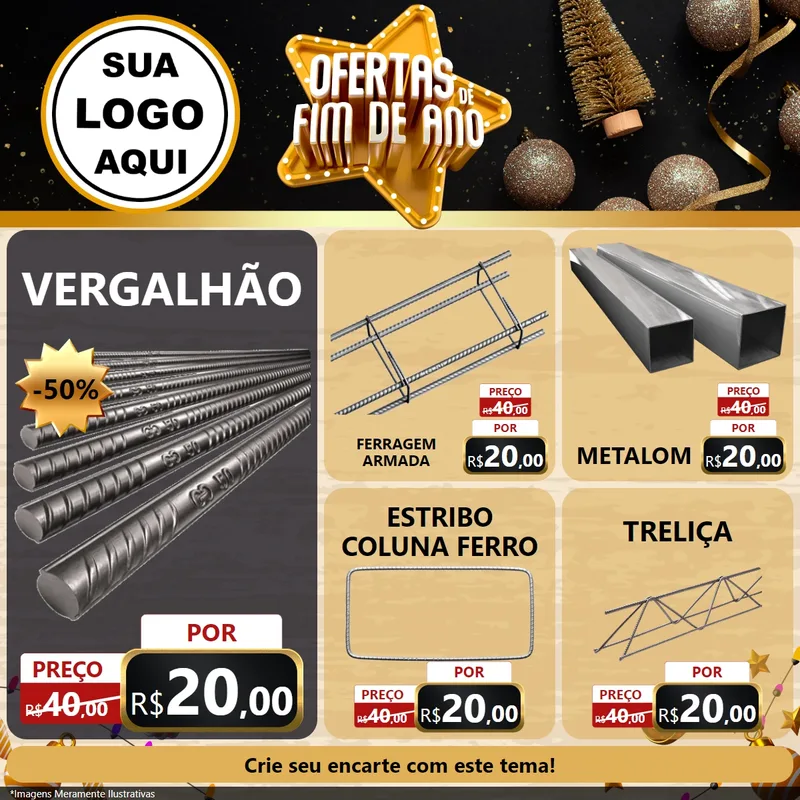Modelo de Rede Social para Feed Facebook com o tema Ofertas de Fim de Ano para Ferragens