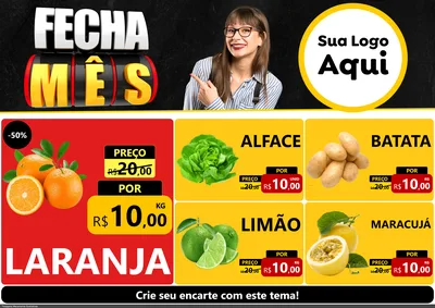Modelo de Encarte para Encarte A4 Horizontal com o tema Fecha Mês para Hortifrúti