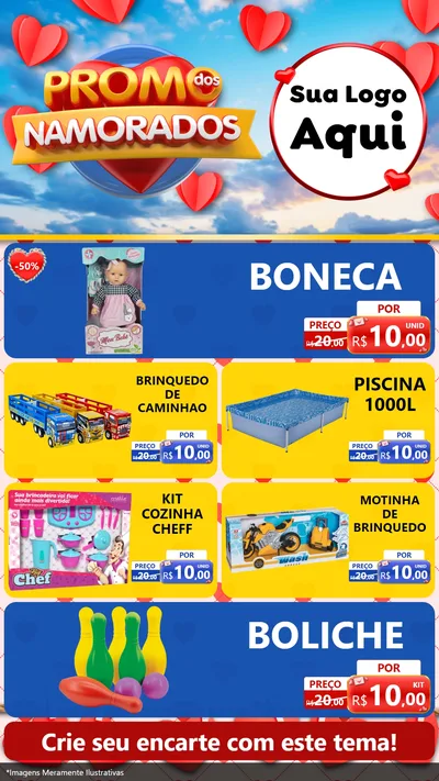 Modelo de TV para TV Vertical com o tema Promo dos Namorados para Brinquedos