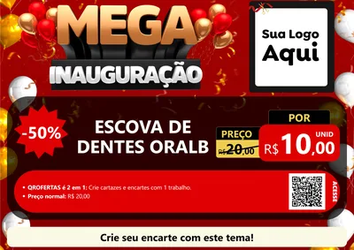 Modelo de Cartaz para Cartaz A4 Horizontal com o tema Mega Inauguração para Higiene Pessoal