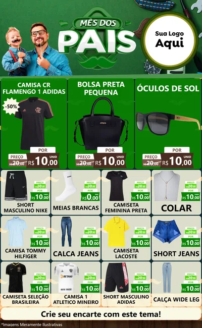 Modelo de Encarte para Encarte Grande com o tema Mês dos Pais para Roupas e acessórios