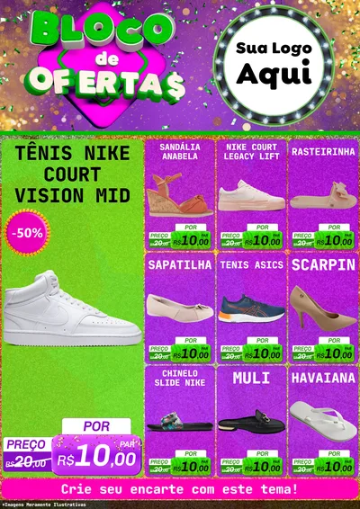 Modelo de Encarte para Encarte A4 Vertical com o tema Bloco de Ofertas para Calçados