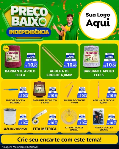 Modelo de Rede Social para Feed Instagram com o tema Preço Baixo de Independência para Armarinho e Aviamentos
