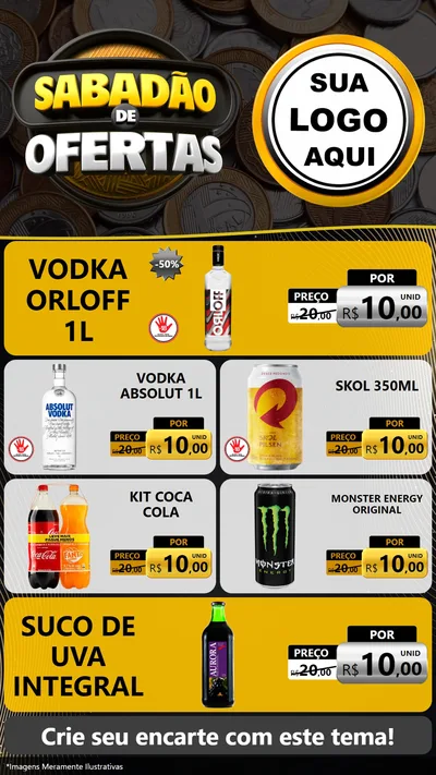 Modelo de TV para TV Vertical com o tema Sabadão de Ofertas para Distribuidora de bebidas