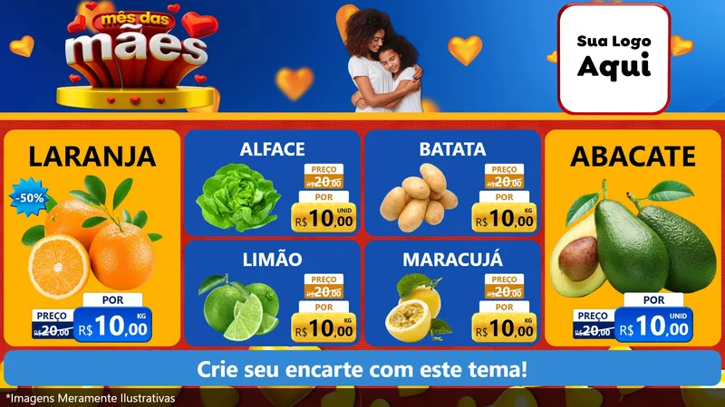 Modelo de TV para TV Horizontal com o tema Mês das Mães para Hortifrúti