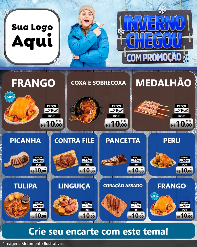 Modelo de Rede Social para Feed Instagram com o tema Inverno Chegou Com Promoção para Assados