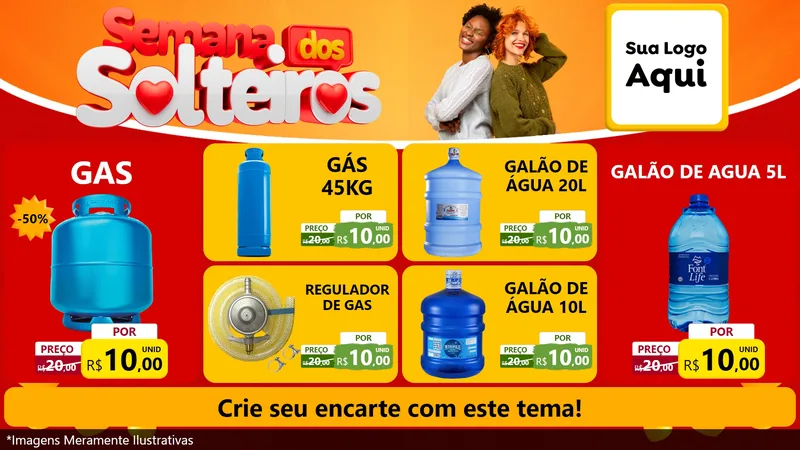 Modelo de TV para TV Horizontal com o tema Semana dos Solteiros para Água e gás