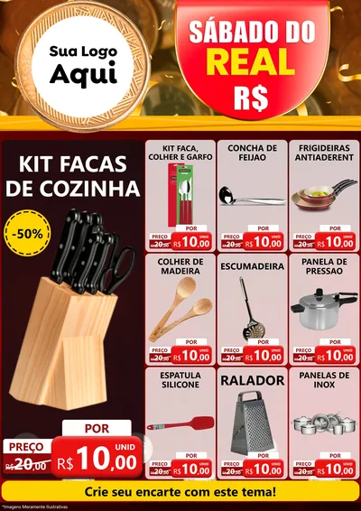 Modelo de Encarte para Encarte A4 Vertical com o tema Sábado do Real para Utilidades Domésticas
